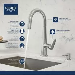 In Stock Hardwarestore Delivery Veletto Single-Handle Pull-Down Dual Sprayer Kitchen Faucet With Soap Dispenser In SuperSteel InfinityFinish 14 In Stock Hardwarestore Delivery Veletto Single-Handle Pull-Down Dual Sprayer Kitchen Faucet With Soap Dispenser In SuperSteel InfinityFinish -Bath and Faucet shop 0fc9a21a504f5d908dfb1795d3c489b7 1800x1800