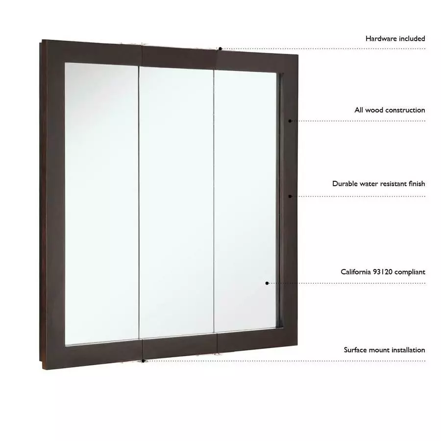 Design House Ventura 48-in X 30-in Rectangle Surface Pine Mirrored Medicine Cabinet 7 Design House Ventura 48-in X 30-in Rectangle Surface Pine Mirrored Medicine Cabinet - Image 5