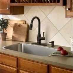 In Stock Hardwarestore Delivery Noell Single-Handle Pull-Down Sprayer Kitchen Faucet With Reflex, Soap Dispenser And Power Clean In Mediterranean Bronze -Bath and Faucet shop 1004874e89313a7b30779b88c91c4687 1800x1800
