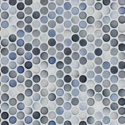 Super Arbor Multi Gray Polished Porcelain Penny Mosaic