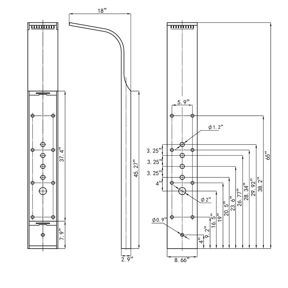 In Stock Hardwarestore Delivery 65 In. 8-Jet Rainfall Shower Panel System With Rainfall Waterfall Shower Head And Shower Wand In Stainless Steel 15 In Stock Hardwarestore Delivery 65 In. 8-Jet Rainfall Shower Panel System With Rainfall Waterfall Shower Head And Shower Wand In Stainless Steel - Image 13