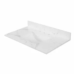 In Stock Hardwarestore Delivery 43 In. W X 22 In. D X 0.75 In. H Engineered Marble Vanity Top In Calacatta White With White Basin -Bath and Faucet shop 1204ce4c4201265b41e420ba4efc7aea 1800x1800