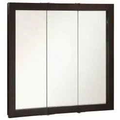 In Stock Hardwarestore Delivery Ventura 36 In. W X 30 In. H X 6 In. D Framed Tri-View Surface-Mount Bathroom Medicine Cabinet In Espresso