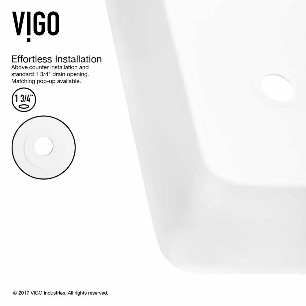 VIGO Amaryllis Handmade Matte Stone Rectangle Vessel Bathroom Sink In Matte White 7 VIGO Amaryllis Handmade Matte Stone Rectangle Vessel Bathroom Sink In Matte White - Image 5