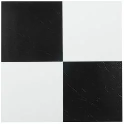 Achim Sterling Black And White 12-in X 12-in Water Resistant Peel And Stick Vinyl Tile Flooring (20-sq Ft)
