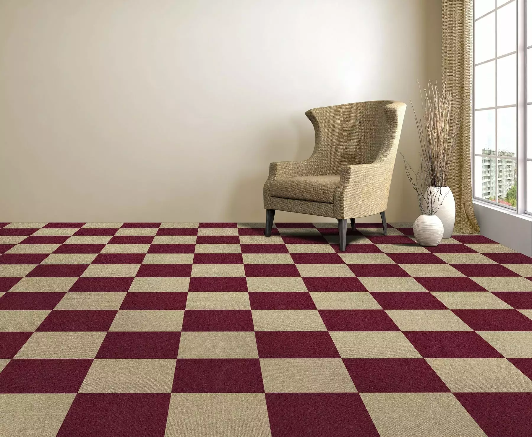 Achim Nexus Self Adhesive Carpet Floor Tile - 12 Inches X 12 Inches, Burgundy, Pack Of 12 Tiles 7 Achim Nexus Self Adhesive Carpet Floor Tile - 12 Inches X 12 Inches, Burgundy, Pack Of 12 Tiles - Image 5