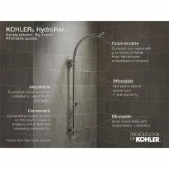 In Stock Hardwarestore Delivery HydroRail-S Shower Column Kit With Awaken Multi-Function Shower Head, Hand Shower And Hose, 2.0 GPM (Valve Not Included) -Bath and Faucet shop 1571a6d4f41ab4c45633d091a65adea8 1800x1800