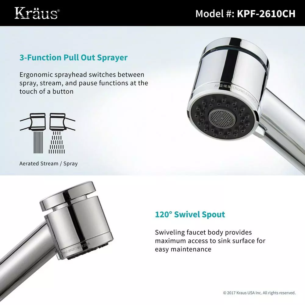 In Stock Hardwarestore Delivery Oletto Single Handle Pull Out Kitchen Faucet In Chrome Finish 7 In Stock Hardwarestore Delivery Oletto Single Handle Pull Out Kitchen Faucet In Chrome Finish - Image 5