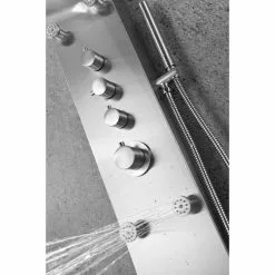 ANZZI Fontan Brushed Steel 6-Spray Shower Panel System (Valve Included) -Bath and Faucet shop 191042003453 09081402 1800x1800