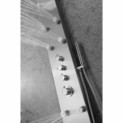ANZZI Fontan Brushed Steel 6-Spray Shower Panel System (Valve Included) -Bath and Faucet shop 191042003453 10182909 1800x1800