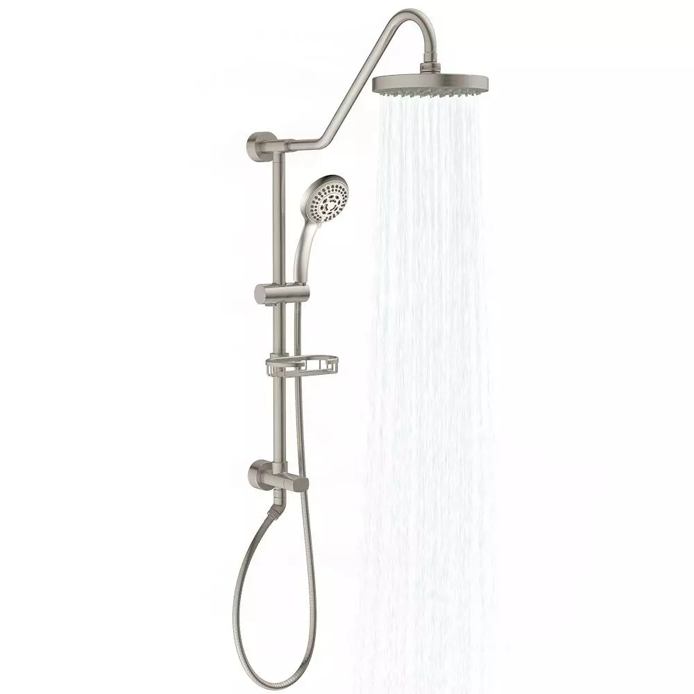 In Stock Hardwarestore Delivery 6-spray 8 In. Dual Shower Head And Handheld Shower Head With Low Flow In Brushed Nickel 6 In Stock Hardwarestore Delivery 6-spray 8 In. Dual Shower Head And Handheld Shower Head With Low Flow In Brushed Nickel - Image 4