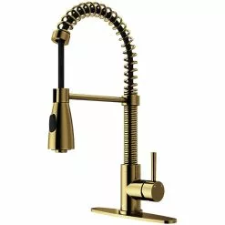 In Stock Hardwarestore Delivery Brant Single-Handle Pull-Down Sprayer Kitchen Faucet With Deck Plate In Matte Gold