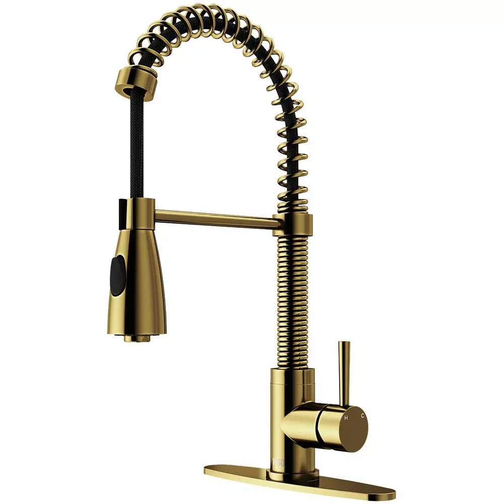 In Stock Hardwarestore Delivery Brant Single-Handle Pull-Down Sprayer Kitchen Faucet With Deck Plate In Matte Gold 3 In Stock Hardwarestore Delivery Brant Single-Handle Pull-Down Sprayer Kitchen Faucet With Deck Plate In Matte Gold