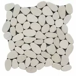 Rainforest 12 In. X 12 In. White Honed Sliced Pebble Floor And Wall Tile (5.0 Sq. Ft. / Case)