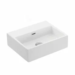 WS Bath Collections Quattro 40 Wall Mount / Vessel Bathroom Sink In Ceramic White Without Faucet Hole