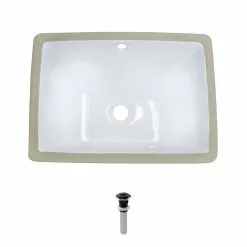 MR Direct Undermount Porcelain Bathroom Sink In White With Pop-Up Drain In Antique Bronze