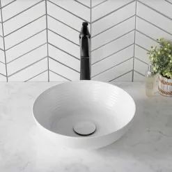 KRAUS Viva 13 In. Round Porcelain Ceramic Vessel Sink In White -Bath and Faucet shop 1adddb0fefdd9f71cd204299185db78d 1800x1800