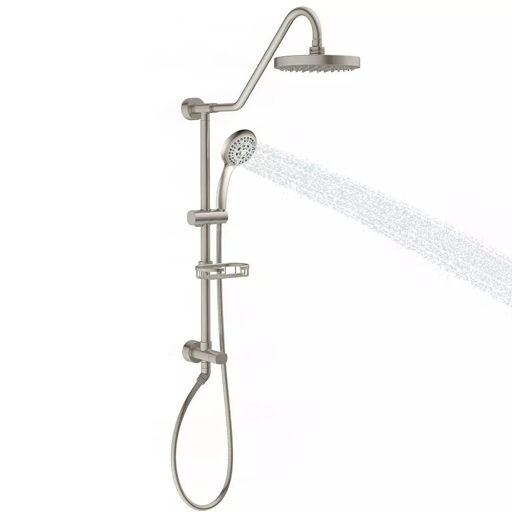 In Stock Hardwarestore Delivery 6-spray 8 In. Dual Shower Head And Handheld Shower Head With Low Flow In Brushed Nickel 4 In Stock Hardwarestore Delivery 6-spray 8 In. Dual Shower Head And Handheld Shower Head With Low Flow In Brushed Nickel - Image 2