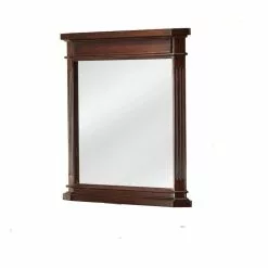 In Stock Hardwarestore Delivery 26 In. W X 30 In. H Framed Rectangular Beveled Edge Bathroom Vanity Mirror In Cherry