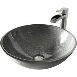 VIGO Glass Vessel Bathroom Sink In Simply Silver And Niko Faucet Set In Brushed Nickel -Bath and Faucet shop 1bac43bdb05938a0c8d4bb38f0ef2dbd 1800x1800