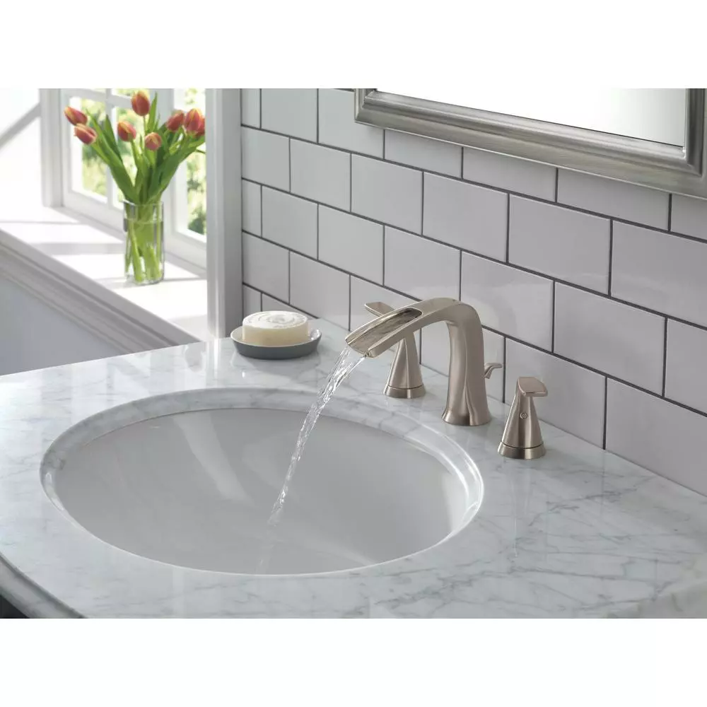 In Stock Hardwarestore Delivery Tolva 8 In. Widespread 2-Handle Bathroom Faucet In Brushed Nickel 4 In Stock Hardwarestore Delivery Tolva 8 In. Widespread 2-Handle Bathroom Faucet In Brushed Nickel - Image 2