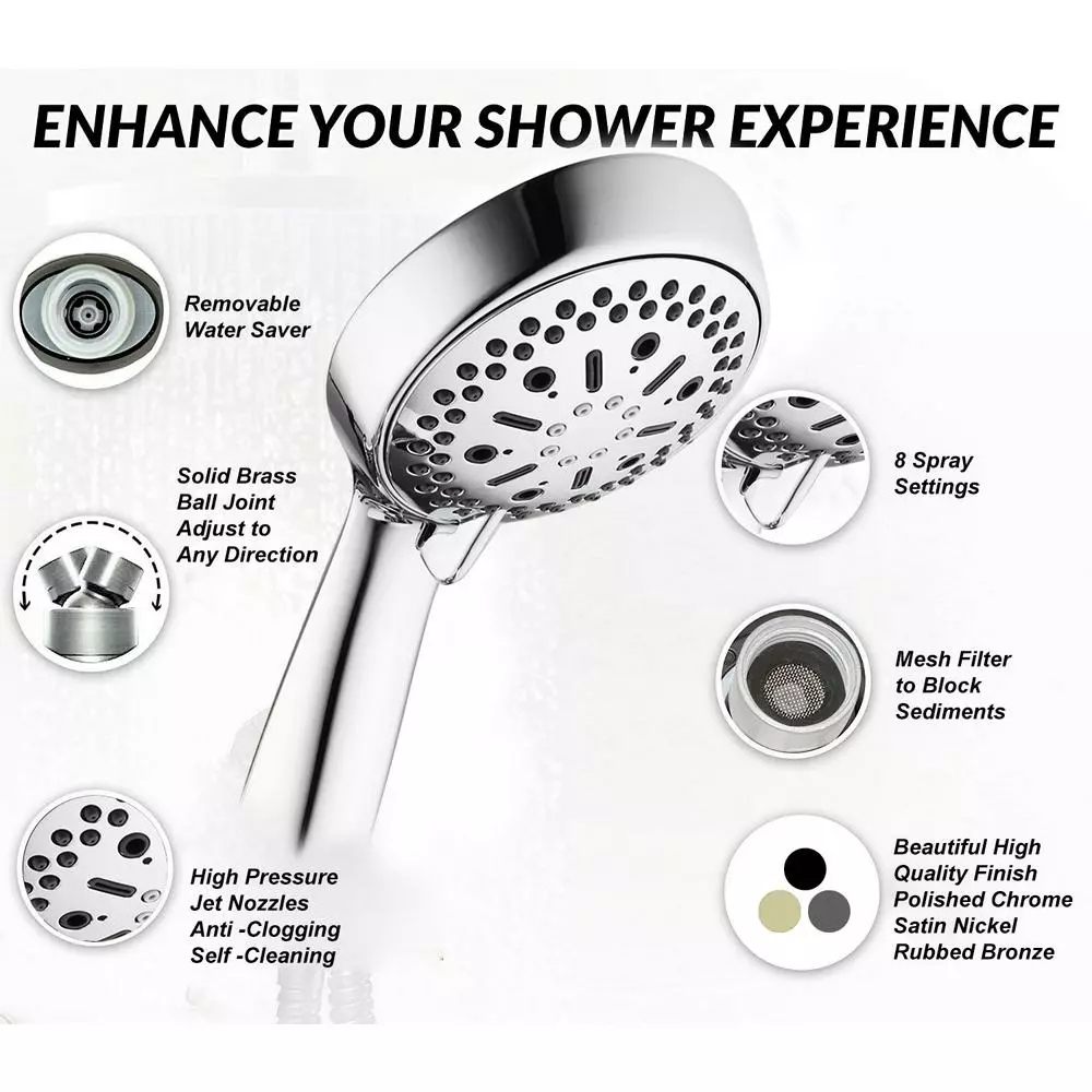 In Stock Hardwarestore Delivery 64-spray 6 In. High PressureDual Shower Head And Handheld Shower Head In Polished Chrome 5 In Stock Hardwarestore Delivery 64-spray 6 In. High PressureDual Shower Head And Handheld Shower Head In Polished Chrome - Image 3