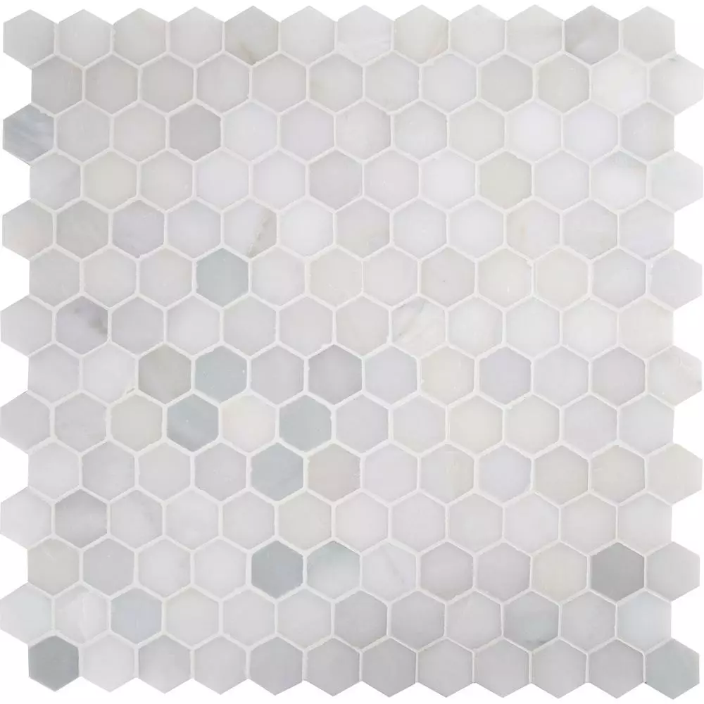 MSI Greecian White Hexagon 12 In. X 11.75 In. X 10mm Polished Marble Mesh-Mounted Mosaic Tile (9.8 Sq. Ft. / Case) 5 MSI Greecian White Hexagon 12 In. X 11.75 In. X 10mm Polished Marble Mesh-Mounted Mosaic Tile (9.8 Sq. Ft. / Case) - Image 3