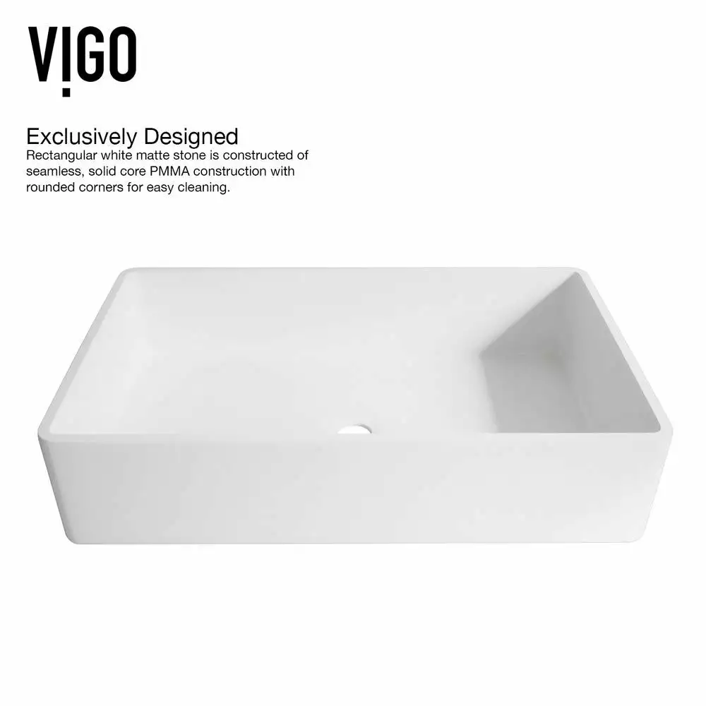 VIGO Magnolia White Matte Stone Vessel Bathroom Sink Set With Amada Faucet In Matte Black 9 VIGO Magnolia White Matte Stone Vessel Bathroom Sink Set With Amada Faucet In Matte Black - Image 7