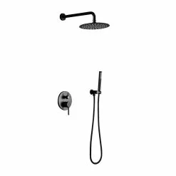 In Stock Hardwarestore Delivery 1-Spray Patterns 1.8 GPM 10 In. Dual Shower Head And Handheld Shower Head With Body Spray In Matte Black
