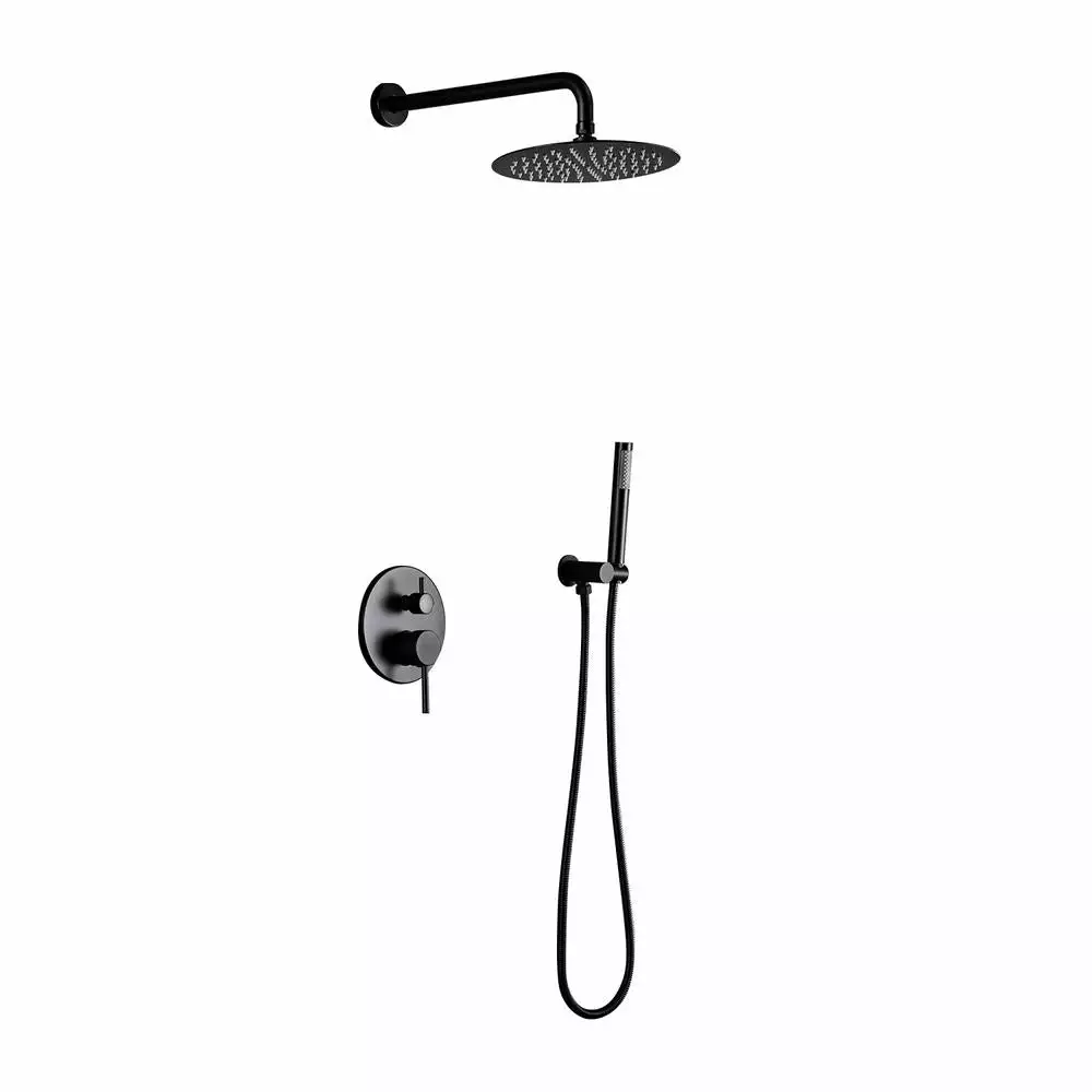 In Stock Hardwarestore Delivery 1-Spray Patterns 1.8 GPM 10 In. Dual Shower Head And Handheld Shower Head With Body Spray In Matte Black 3 In Stock Hardwarestore Delivery 1-Spray Patterns 1.8 GPM 10 In. Dual Shower Head And Handheld Shower Head With Body Spray In Matte Black