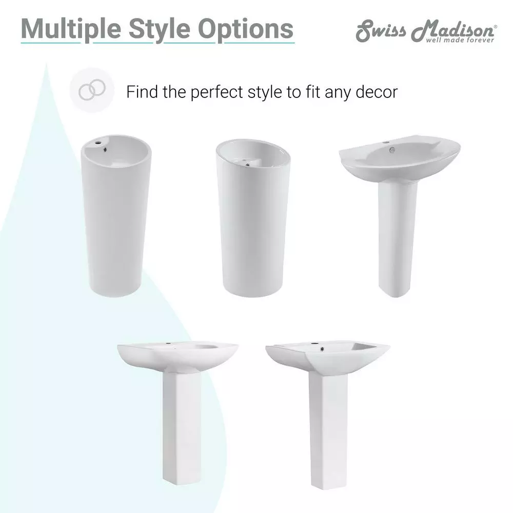 Swiss Madison Monaco Circular Basin Pedestal Sink In Glossy White 11 Swiss Madison Monaco Circular Basin Pedestal Sink In Glossy White - Image 9