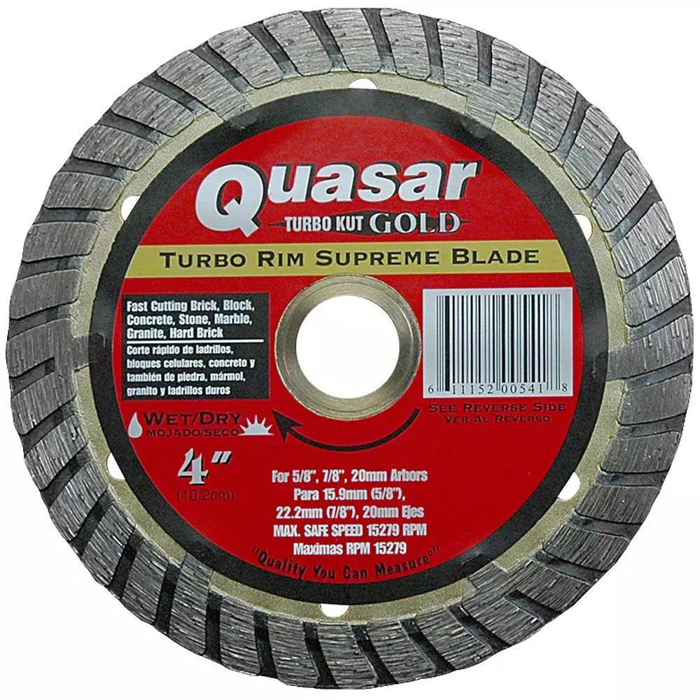 Quasar Turbo Kut Gold 4 In. Turbo Rim Supreme Diamond Blade 5 Quasar Turbo Kut Gold 4 In. Turbo Rim Supreme Diamond Blade - Image 3