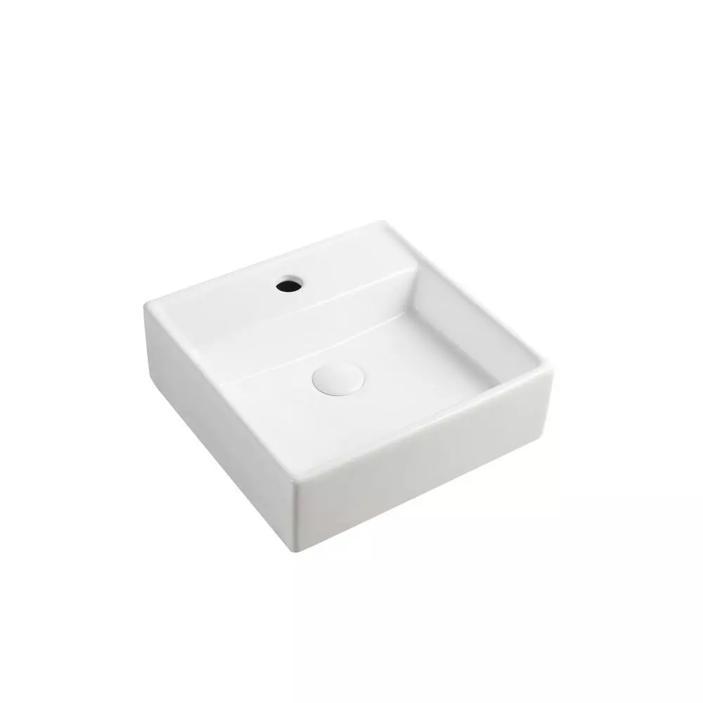 Elanti Wall-Mounted Square Bathroom Sink In White 3 Elanti Wall-Mounted Square Bathroom Sink In White