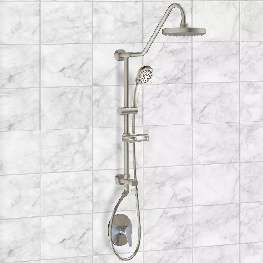 In Stock Hardwarestore Delivery 6-spray 8 In. Dual Shower Head And Handheld Shower Head With Low Flow In Brushed Nickel 5 In Stock Hardwarestore Delivery 6-spray 8 In. Dual Shower Head And Handheld Shower Head With Low Flow In Brushed Nickel - Image 3