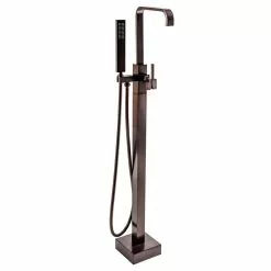 In Stock Hardwarestore Delivery 1-Handle Freestanding Floor Mount Roman Tub Faucet Bathtub Filler With Hand Shower In Antique Bronze