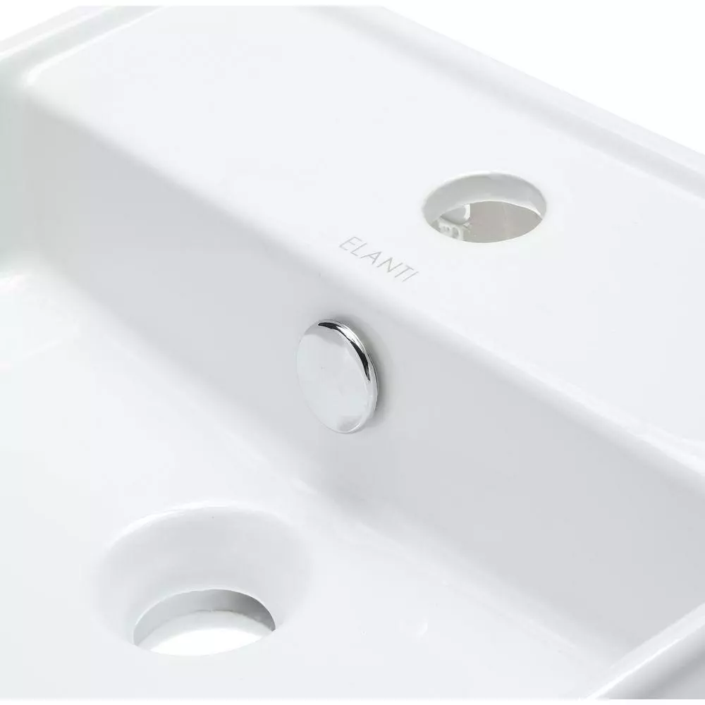 Elanti Wall-Mounted Square Bathroom Sink In White 6 Elanti Wall-Mounted Square Bathroom Sink In White - Image 4