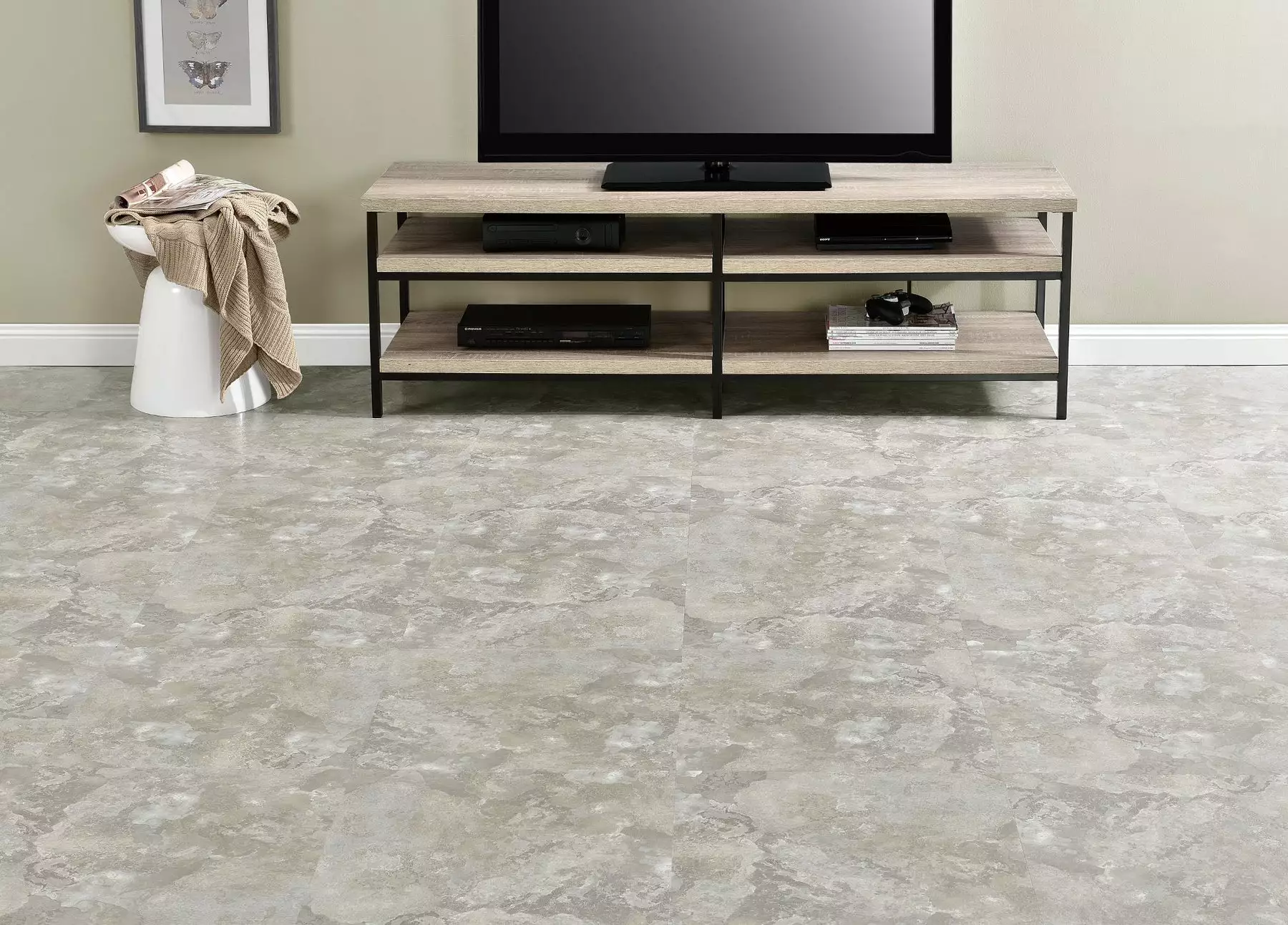 Achim Majestic Self Adhesive Vinyl Floor Tile - 10 Tiles/22.5 Sq. Ft., 18 X 18, Light Gray Slate 4 Achim Majestic Self Adhesive Vinyl Floor Tile - 10 Tiles/22.5 Sq. Ft., 18 X 18, Light Gray Slate - Image 2