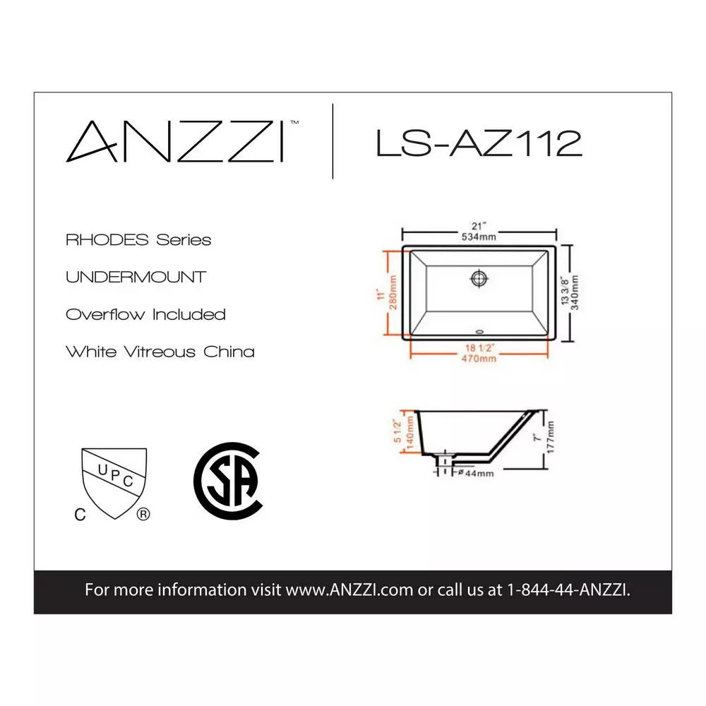 ANZZI Rhodes Series 7 In. Ceramic Undermount Sink Basin In White 5 ANZZI Rhodes Series 7 In. Ceramic Undermount Sink Basin In White - Image 3
