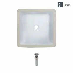 Rene 16 In. Undermount Bathroom Sink In White With Pop-Up Drain In Chrome