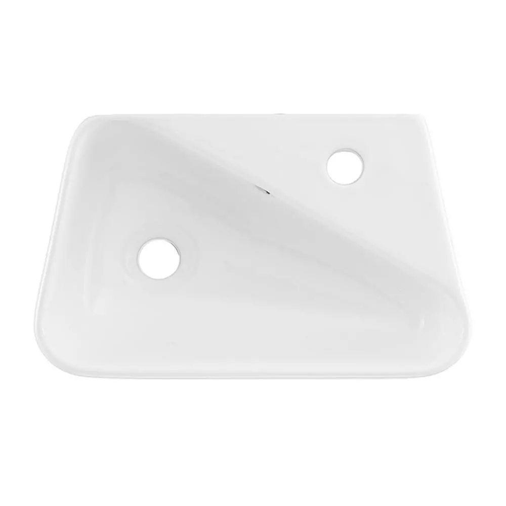 Swiss Madison Plaisir 18 In. X 11 In. Ceramic Wall Hung Vessel Sink With Right Side Faucet Mount In White 5 Swiss Madison Plaisir 18 In. X 11 In. Ceramic Wall Hung Vessel Sink With Right Side Faucet Mount In White - Image 3