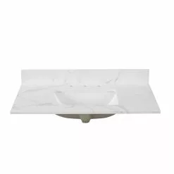 In Stock Hardwarestore Delivery 43 In. W X 22 In. D X 0.75 In. H Engineered Marble Vanity Top In Calacatta White With White Basin