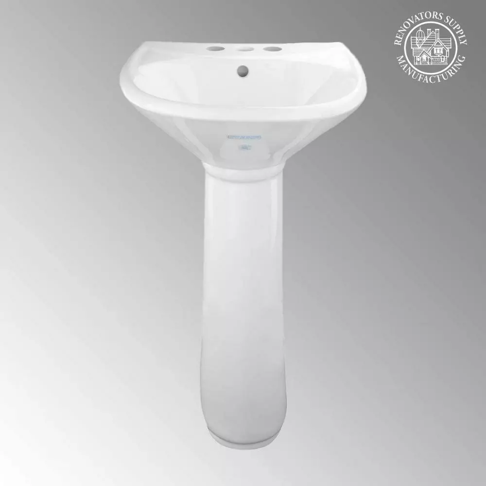 In Stock Hardwarestore Delivery Ondine 16 In. Small Pedestal Combo Bathroom Sink In White With Overflow 7 In Stock Hardwarestore Delivery Ondine 16 In. Small Pedestal Combo Bathroom Sink In White With Overflow - Image 5