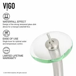 VIGO Glass Vessel Bathroom Sink In Clear Crystalline Glass With Waterfall Faucet Set In Brushed Nickel -Bath and Faucet shop 2d8dca59e3c213e6edf6bbc9082054c2 1800x1800