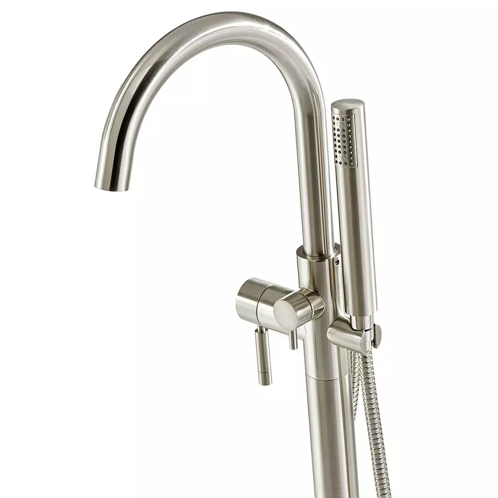 In Stock Hardwarestore Delivery Athena Single-Handle Floor-Mounted Roman Tub Faucet With Hand Shower In Brushed Nickel 10 In Stock Hardwarestore Delivery Athena Single-Handle Floor-Mounted Roman Tub Faucet With Hand Shower In Brushed Nickel - Image 8