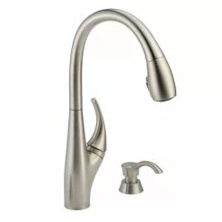 In Stock Hardwarestore Delivery DeLuca Single-Handle Pull-Down Sprayer Kitchen Faucet With ShieldSpray Technology And Soap Dispenser In Stainless -Bath and Faucet shop 2e923de65ca823599f5f50a691545a84 1800x1800