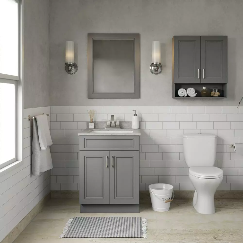 MagickWoods Elements Stratton 24"W X 7"D X 28"H Gray Bathroom Wall Cabinet 7 MagickWoods Elements Stratton 24"W X 7"D X 28"H Gray Bathroom Wall Cabinet - Image 5