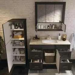 MagickWoods Elements Brighton 18"W X 22"D X 60"H Dark Chocolate Linen Cabinet 18 MagickWoods Elements Brighton 18"W X 22"D X 60"H Dark Chocolate Linen Cabinet -Bath and Faucet shop 30204 lifestyle4 mw 1800x1800