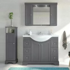 MagickWoods Windsor 13"W X 10"D X 47"H Graphite Gray Linen Cabinet -Bath and Faucet shop 30325 scene1rev mw 1800x1800