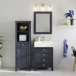 MagickWoods Montgomery 19"W X 18-1/2"D X 60"H Midnight Blue Linen Cabinet -Bath and Faucet shop 31019 scene1 mw 1800x1800