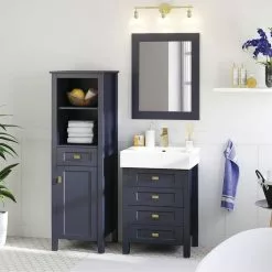 MagickWoods Montgomery 19"W X 18-1/2"D X 60"H Midnight Blue Linen Cabinet -Bath and Faucet shop 31019 scene3 mw 1800x1800